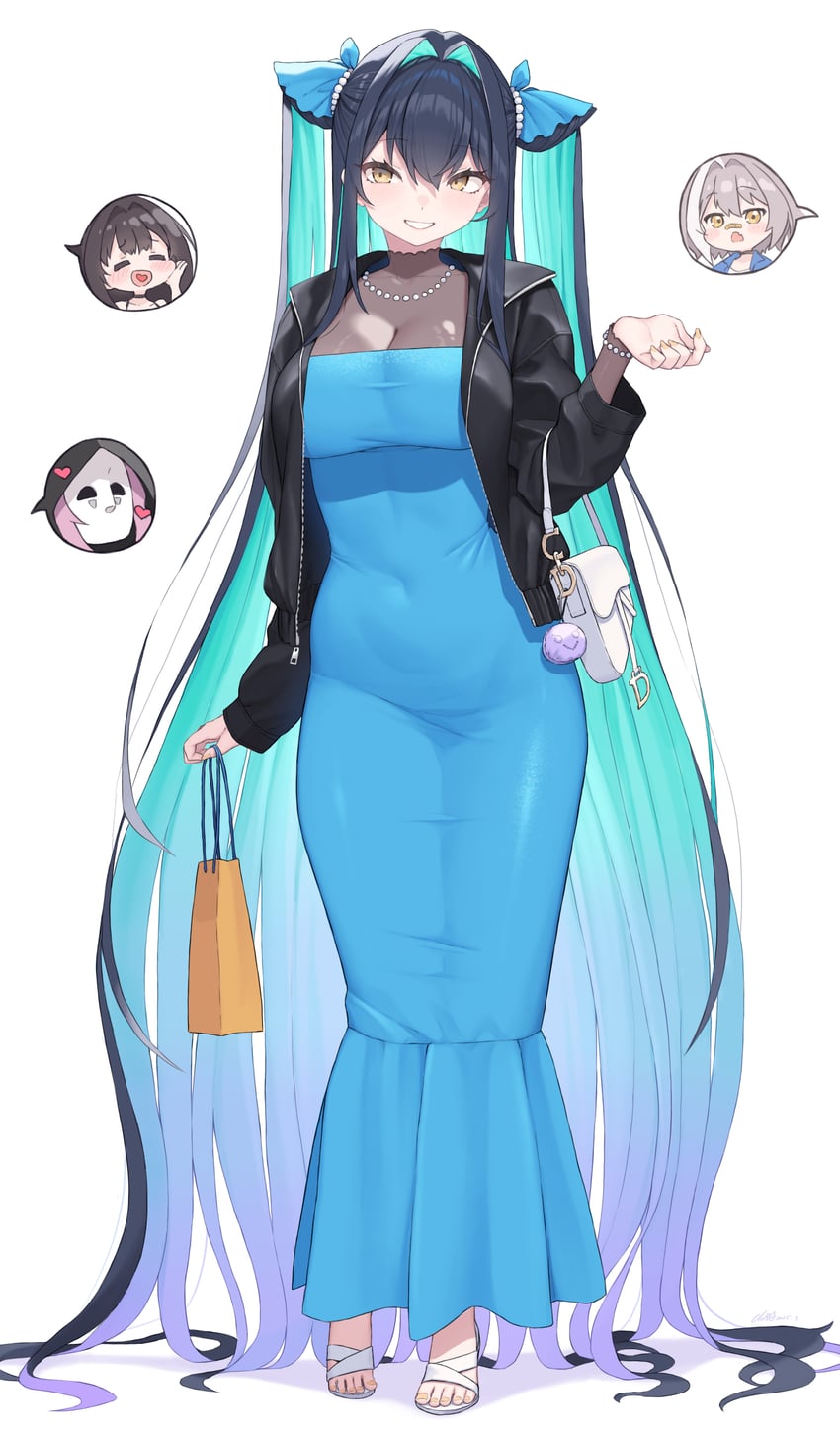 little mermaid, mihara, mori, and yuni (goddess of victory: nikke) drawn by cloba