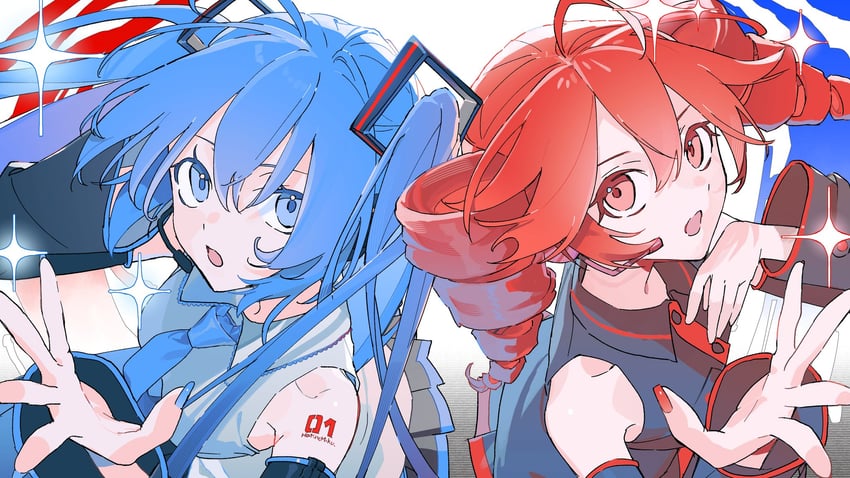 hatsune miku and kasane teto (vocaloid and 1 more) drawn by tsukumonomo
