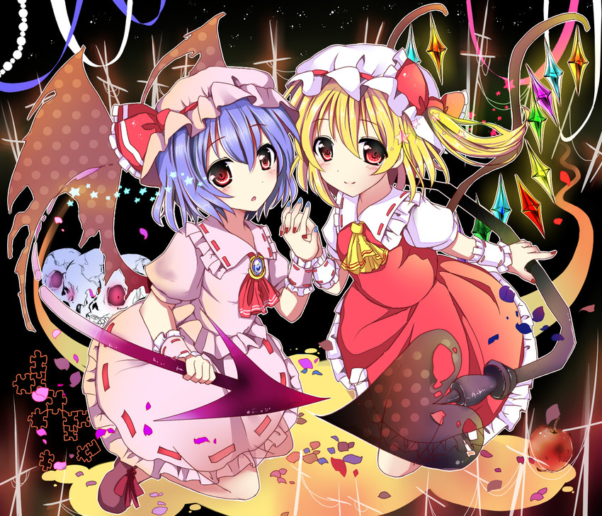 remilia scarlet and flandre scarlet (touhou) drawn by ramudia_(lamyun)