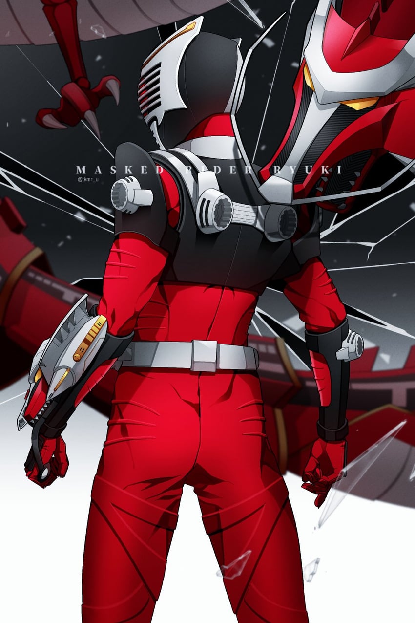 kamen rider ryuki and dragreder (kamen rider and 1 more) drawn by tkmru