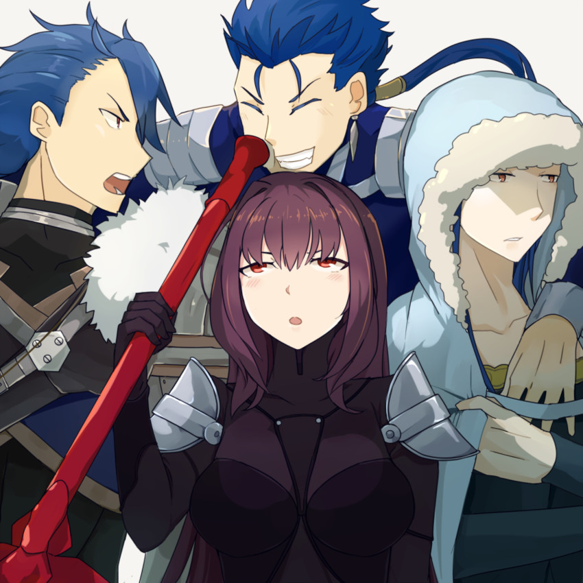 scathach and cu chulainn (fate and 3 more) drawn by hsin