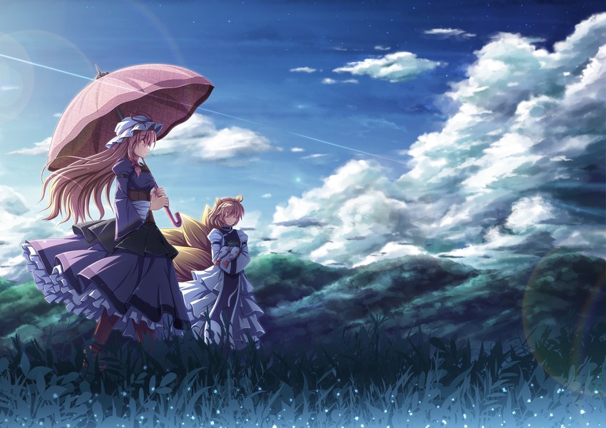 yakumo yukari, yakumo ran, and chen (touhou) drawn by akashio_(loli_ace)