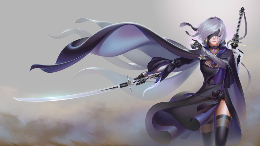 2b (nier and 1 more) drawn by louis_hung