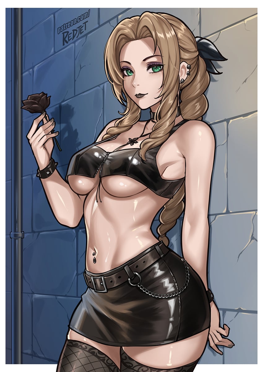 aerith gainsborough (final fantasy and 1 more) drawn by redjet