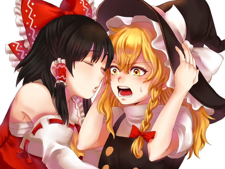hakurei reimu and kirisame marisa (touhou) drawn by kuya_(hey36253625)
