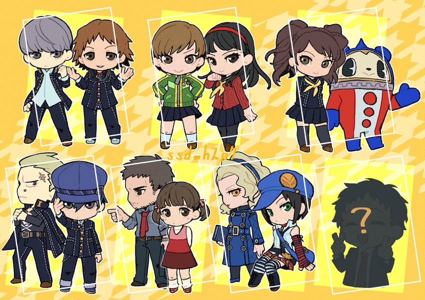 narukami yu, shirogane naoto, satonaka chie, kujikawa rise, amagi yukiko, and 8 more (persona and 1 more) drawn by ssd_h2p7
