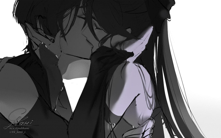 scaramouche, wanderer, and mona (genshin impact) drawn by k_kami_i