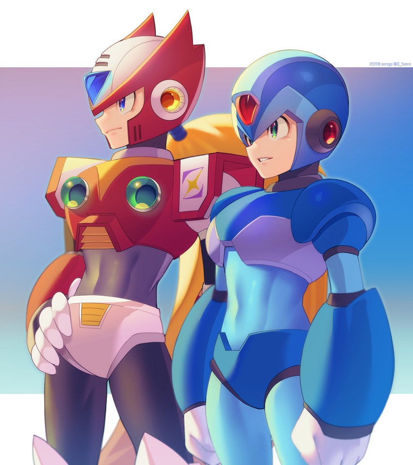 zero and x (mega man and 1 more) drawn by zero-go