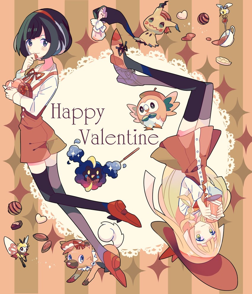lillie, selene, rowlet, mimikyu, cosmog, and 3 more (pokemon and 1 more) drawn by nagatsukiariake