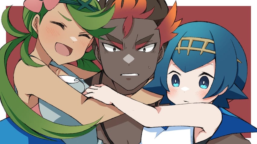 lana, mallow, and kiawe (pokemon and 1 more) drawn by mochi_(g_mochi)