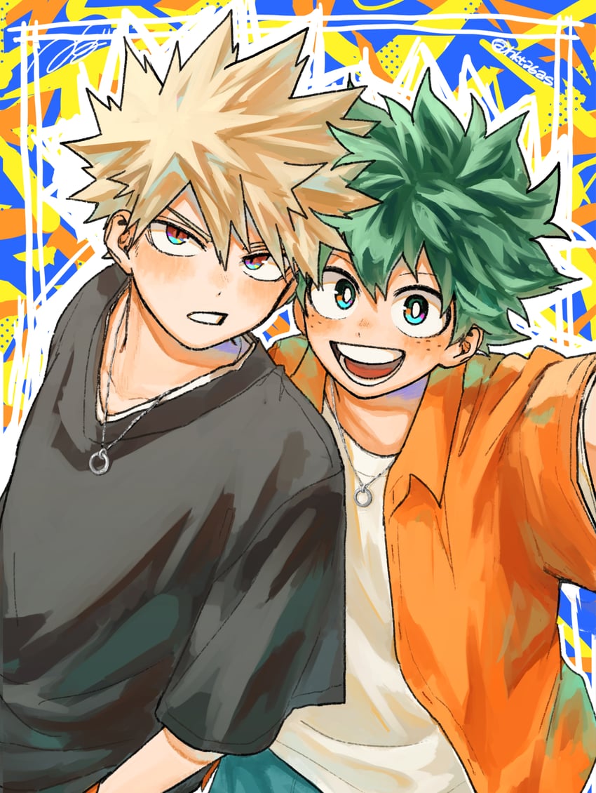 midoriya izuku and bakugou katsuki (boku no hero academia) drawn by hkt26as