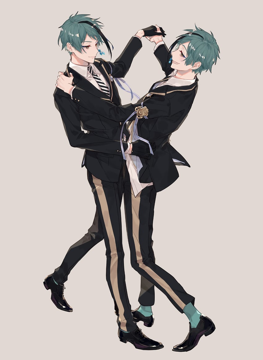 floyd leech and jade leech (twisted wonderland) drawn by chashibu