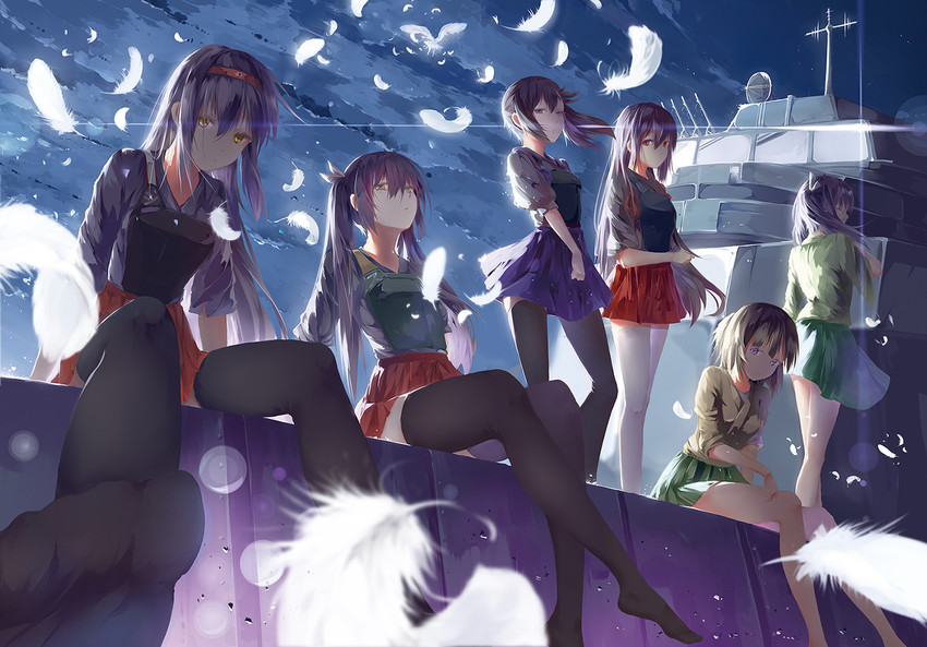 kaga, akagi, zuikaku, shoukaku, souryuu, and 1 more (kantai collection) drawn by lilikou