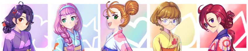laura la mer, natsuumi manatsu, suzumura sango, takizawa asuka, and ichinose minori (precure and 1 more) drawn by shrimp1634