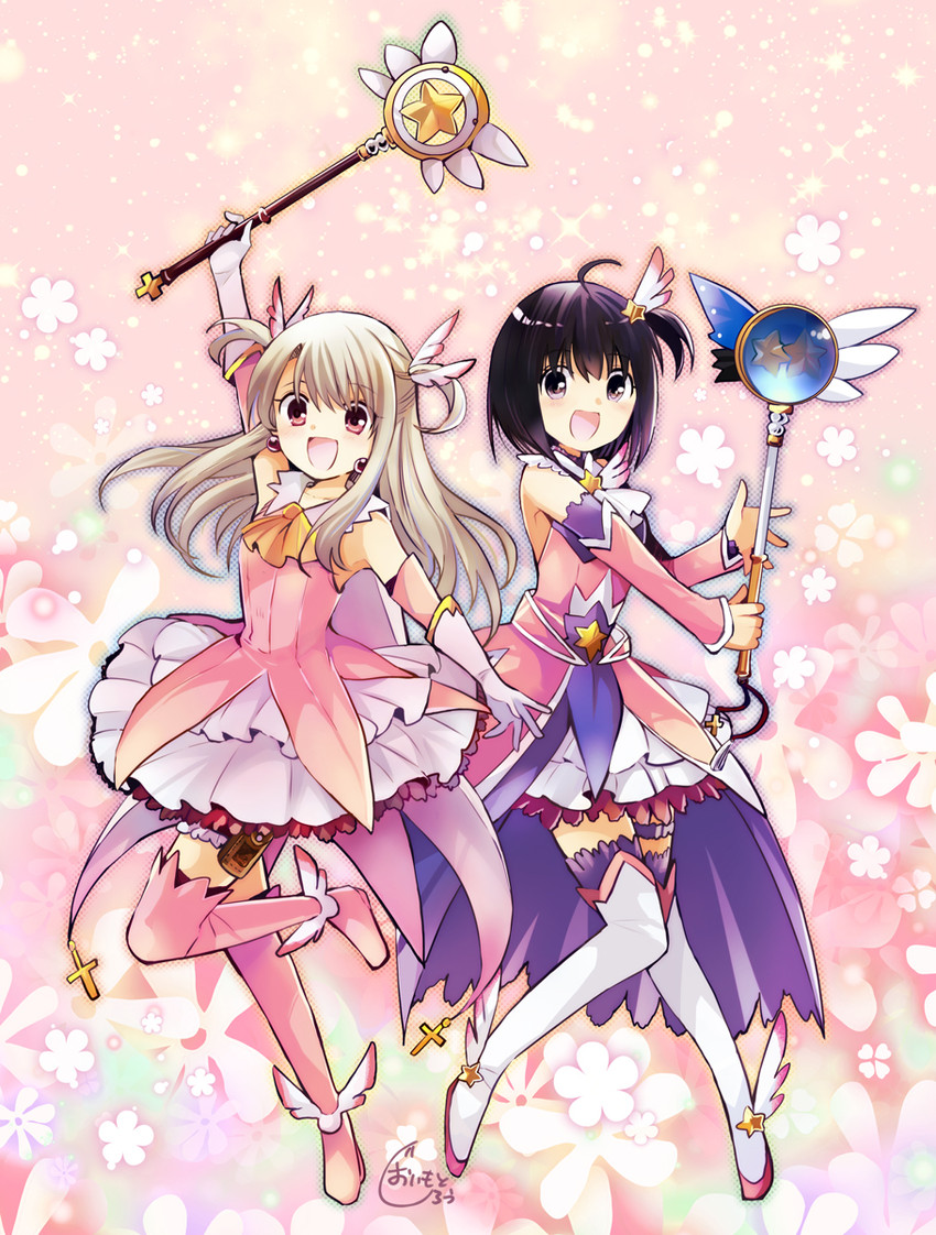 illyasviel von einzbern, prisma illya, magical ruby, and maple (fate and 3 more) drawn by oimoto_jirou