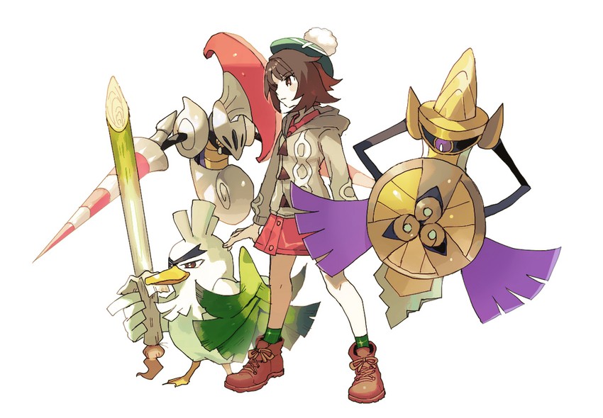 gloria, aegislash, sirfetch'd, and escavalier (pokemon and 1 more) drawn by newo_(shinra-p)