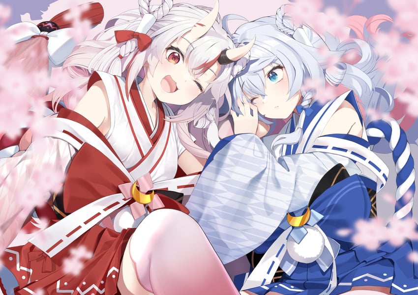 nakiri ayame and kagura nana (hololive and 1 more) drawn by nejime