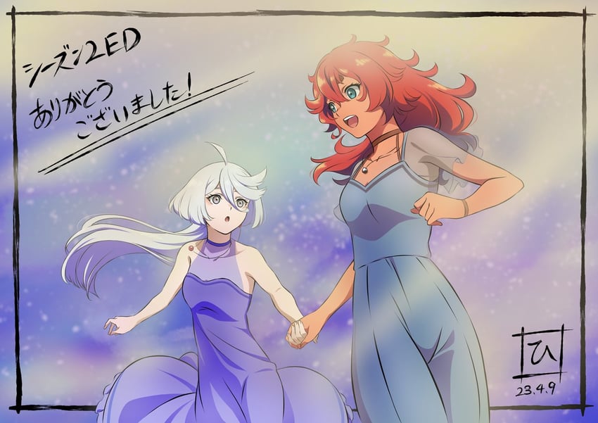 suletta mercury and miorine rembran (gundam and 1 more) drawn by hiroki_(vvkagerouvvr2)