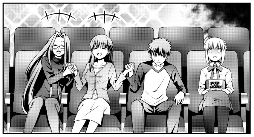 artoria pendragon, saber, emiya shirou, matou sakura, and medusa (fate and 2 more) drawn by tsukumo_(soar99)