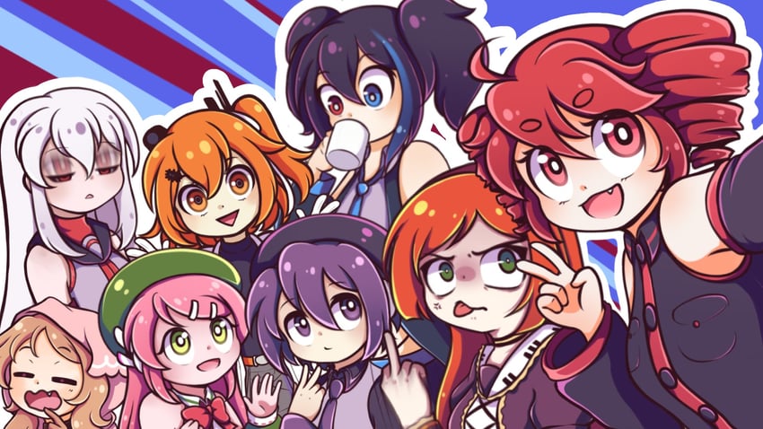 kasane teto, adachi rei, utane uta, momone momo, yokune ruko, and 3 more (utau and 1 more) drawn by chanpotei