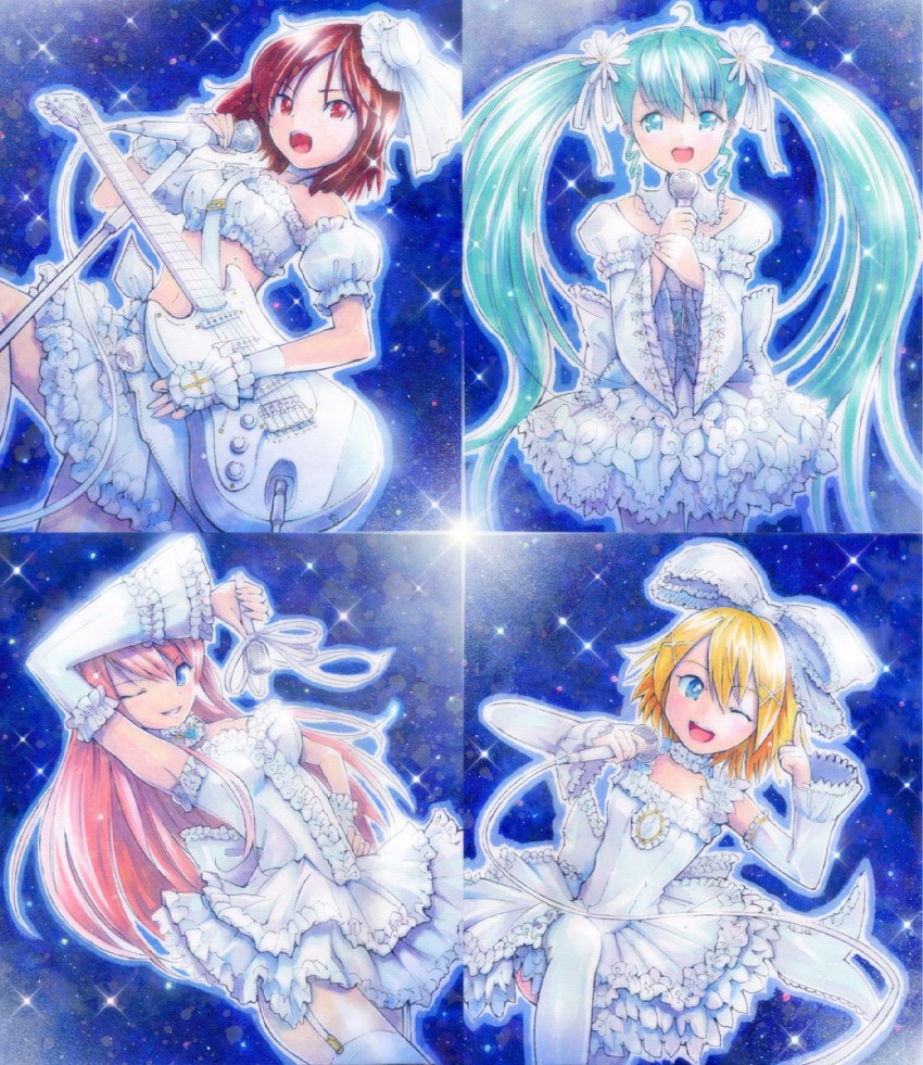 hatsune miku, kagamine rin, megurine luka, and meiko (vocaloid) drawn by mayo_riyo