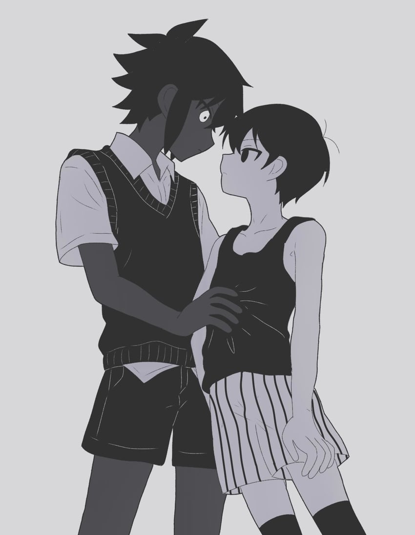 sunny, omori, and stranger (omori) drawn by saji_neko