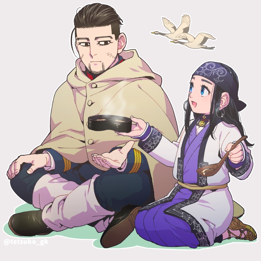 ogata hyakunosuke and asirpa (golden kamuy) drawn by tetsuko_gk