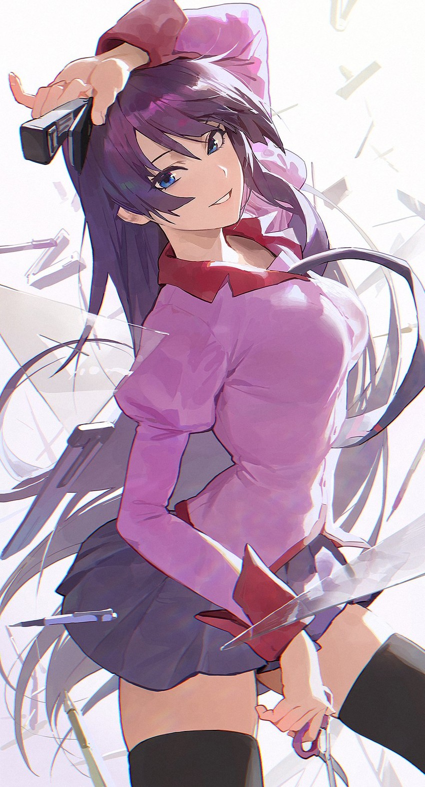 senjougahara hitagi (monogatari and 1 more) drawn by modare