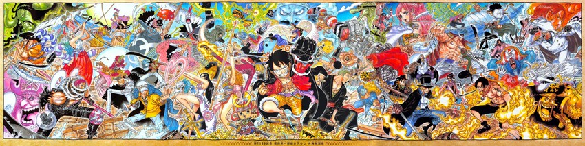 nami, monkey d. luffy, nico robin, roronoa zoro, sanji, and 59 more (one piece) drawn by oda_eiichirou