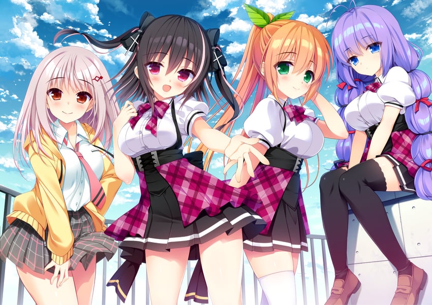 otome kokoro, yuugure tokoyo, harukaze meguri, and adachi chii (koibana ren'ai) drawn by fuyuichi_monme