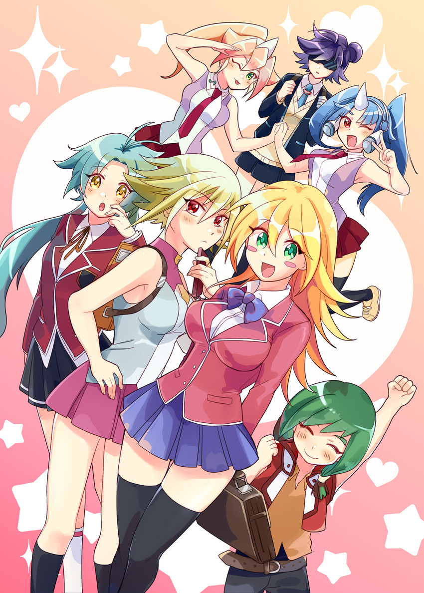 dark magician girl, izayoi aki, hiiragi yuzu, mazaki anzu, zaizen aoi, and 8 more (yu-gi-oh! and 5 more) drawn by mimo_(amimo0805)