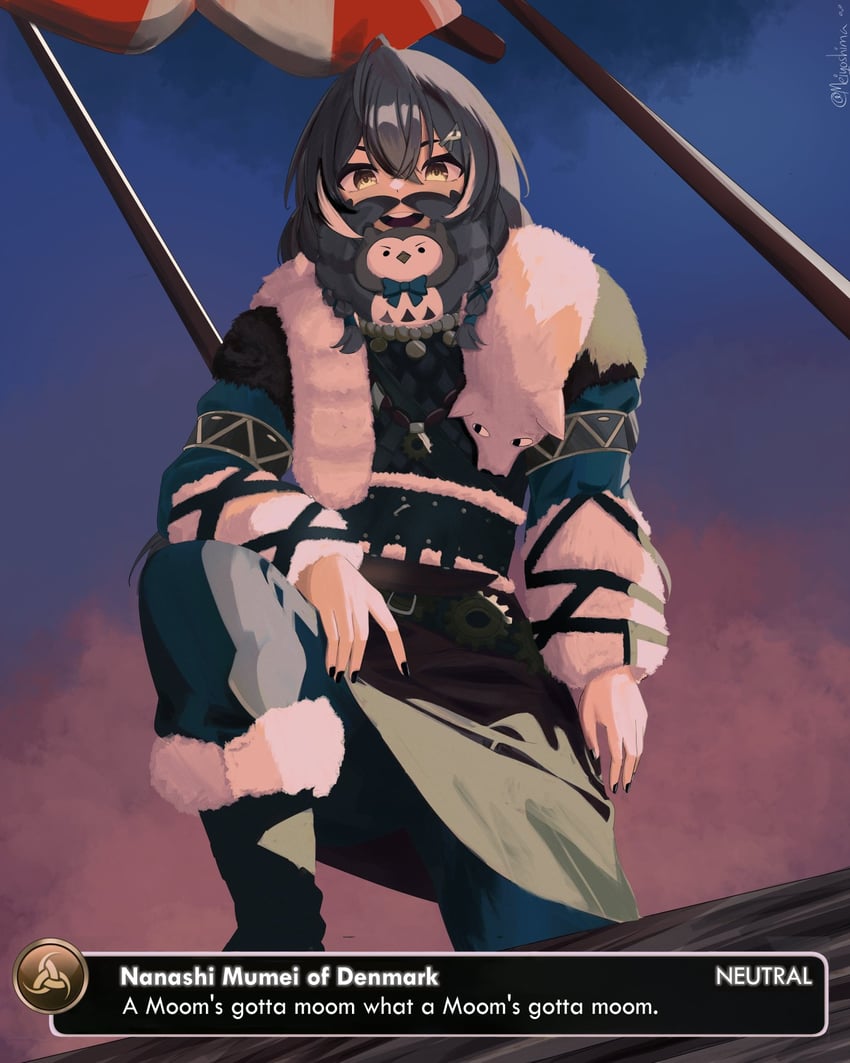 nanashi mumei, hooman, animal, and harald bluetooth (hololive and 3 more) drawn by meiyoshima