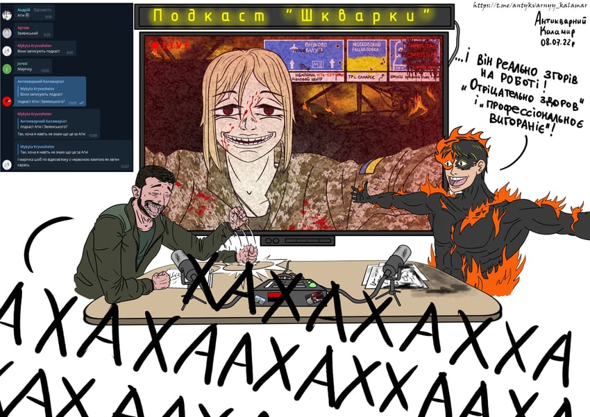marichka, agni, and volodymyr zelensky (original and 2 more) drawn by antykvarnyy_kalamar