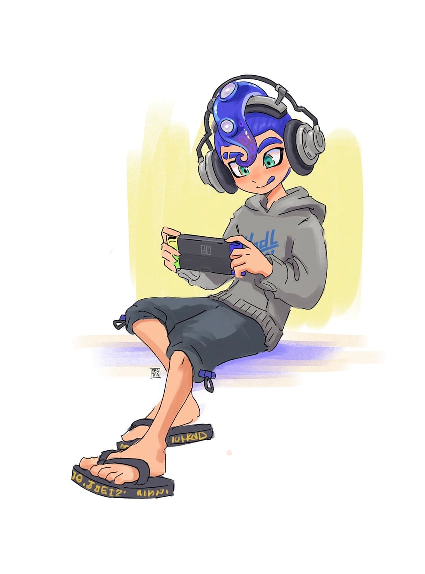 octoling player character and octoling boy (splatoon) drawn by seatha