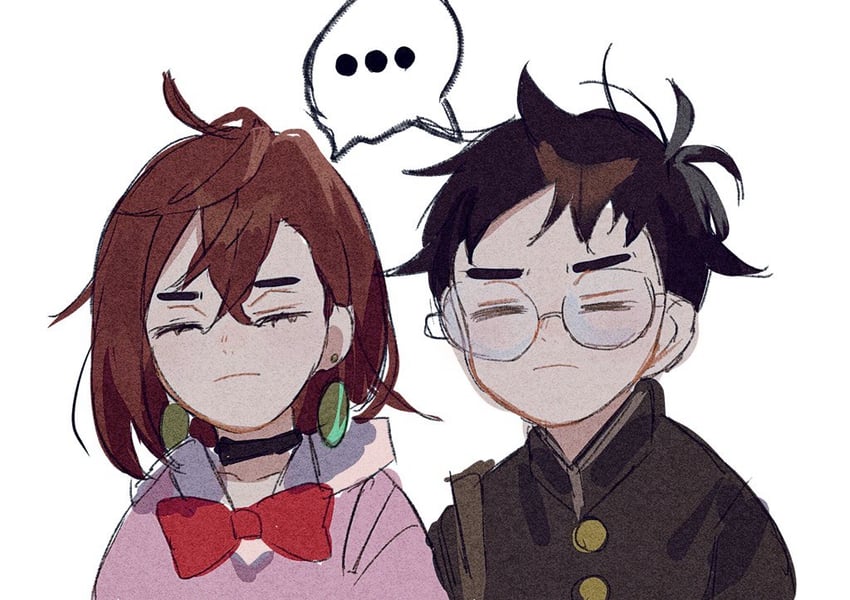 ayase momo and takakura ken (dandadan) drawn by san_(sanmi0613)