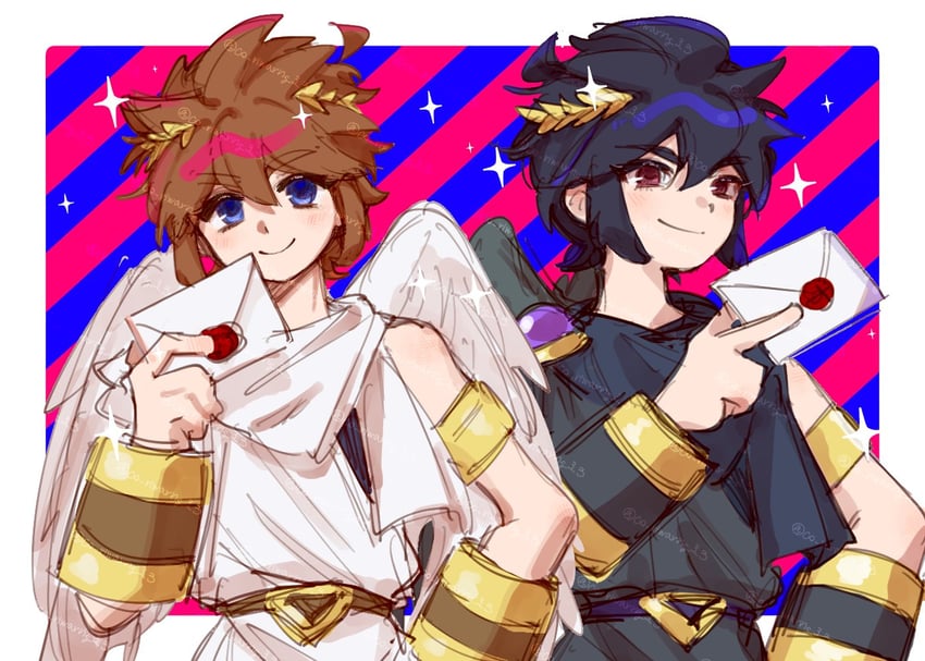 pit and dark pit (kid icarus and 1 more) drawn by ko_iwari_ngo