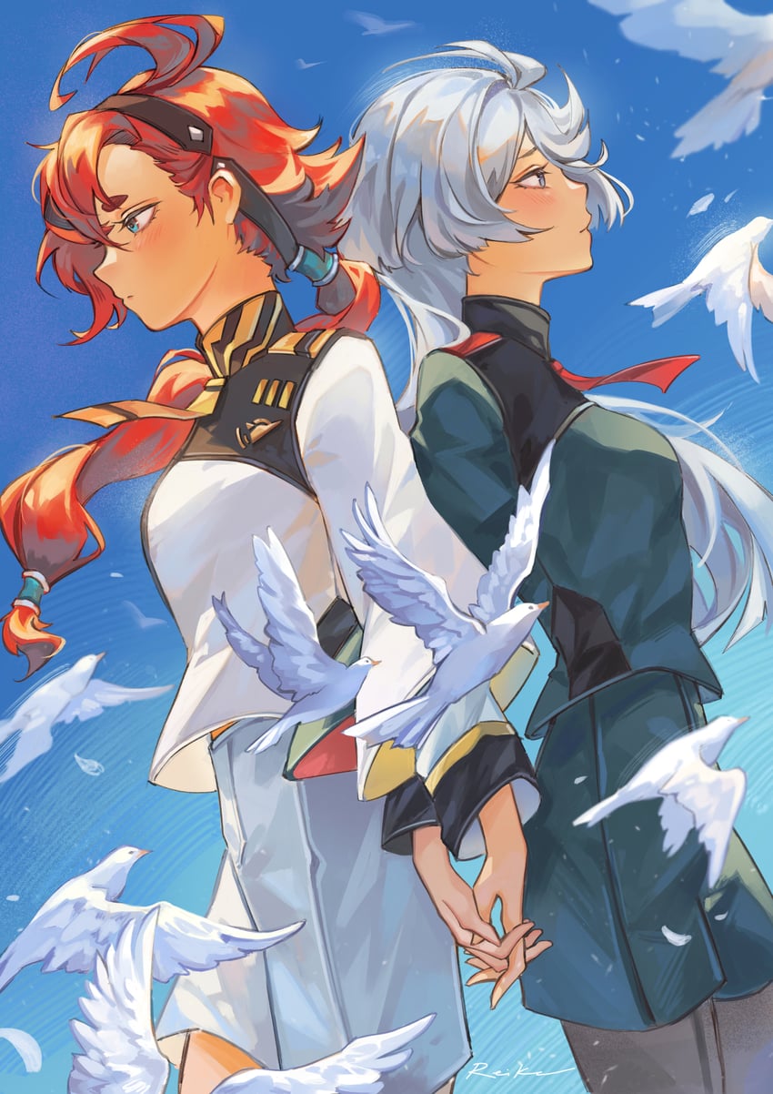 suletta mercury and miorine rembran (gundam and 1 more) drawn by reika_(reikadraws)