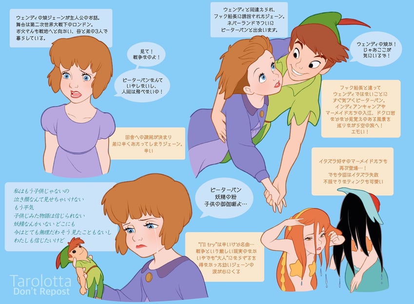 peter pan and jane (walt disney's peter pan and 1 more) drawn by tarolotta