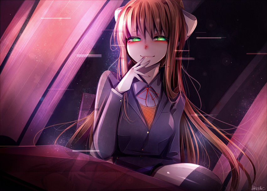 monika (doki doki literature club) drawn by likesac
