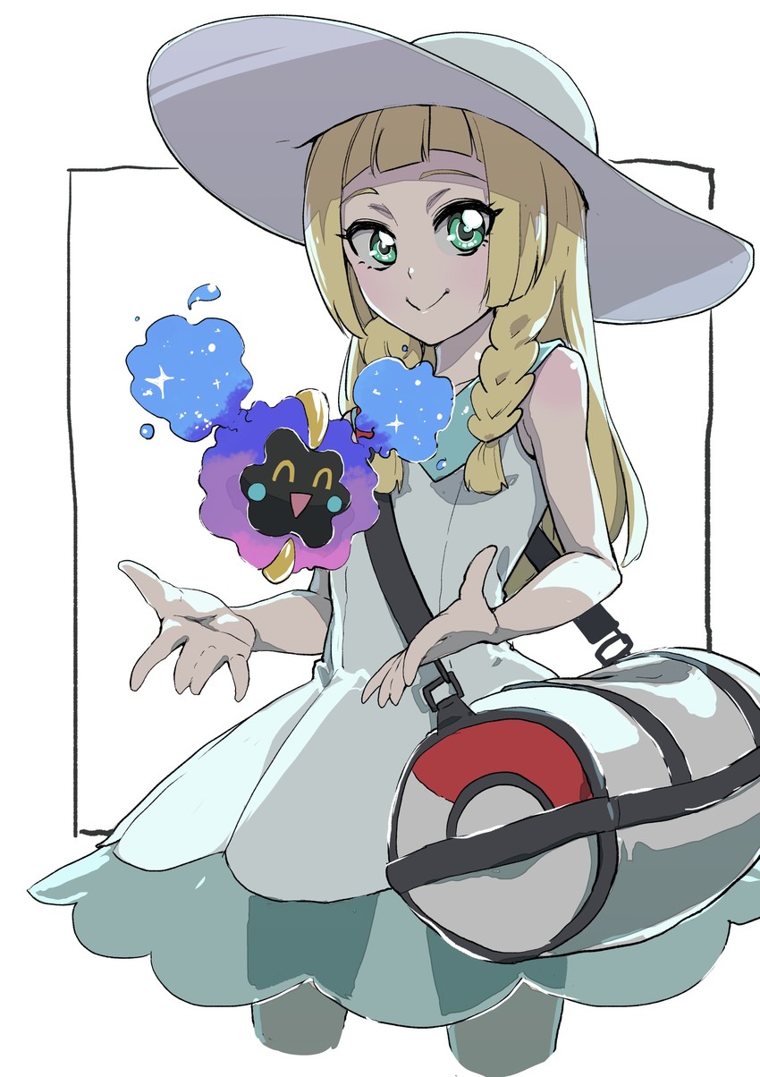 lillie and cosmog (pokemon and 1 more) drawn by galbi_(iouytuuyio)
