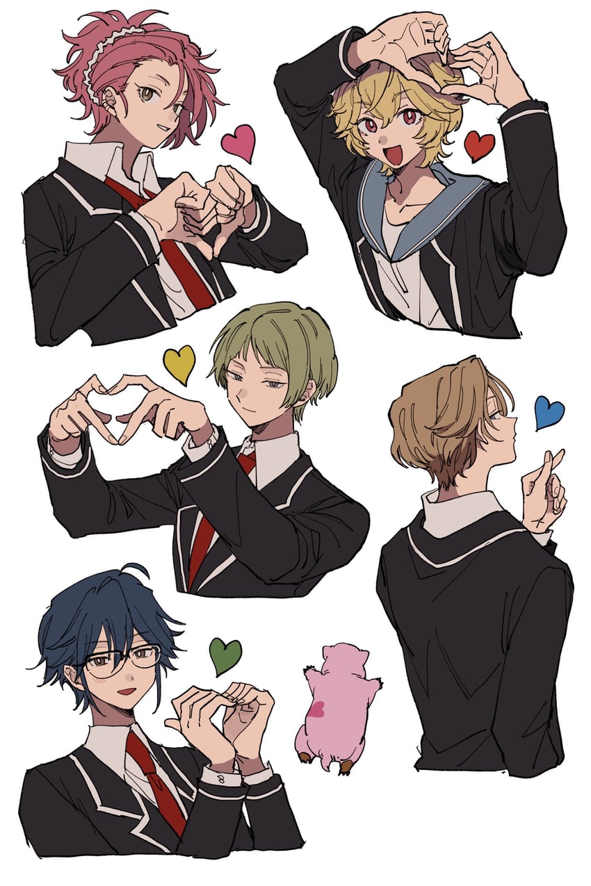 hakone yumoto, zaou ryuu, naruko io, kinugawa atsushi, and yufuin en (binan koukou chikyuu bouei-bu love!) drawn by aoi_(yooo009)