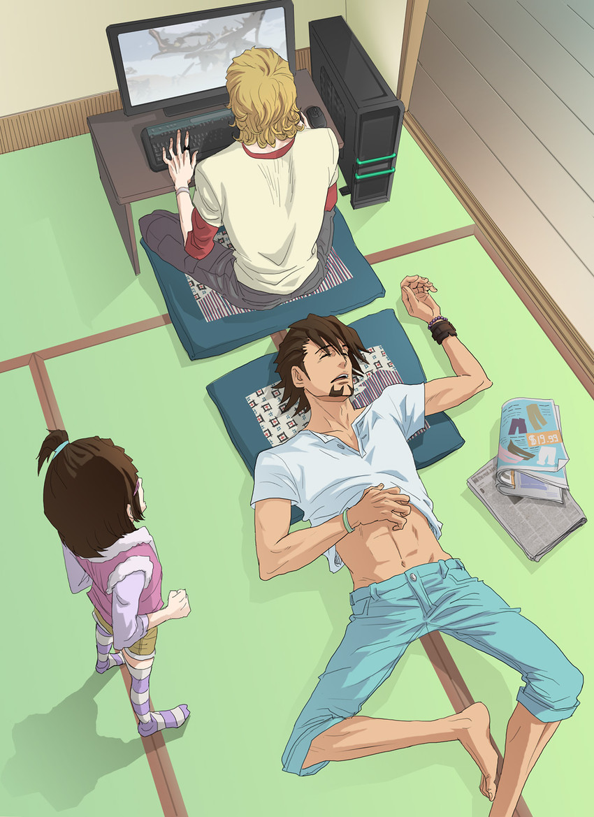 barnaby brooks jr., kaburagi t. kotetsu, and kaburagi kaede (tiger & bunny) drawn by lovely4569