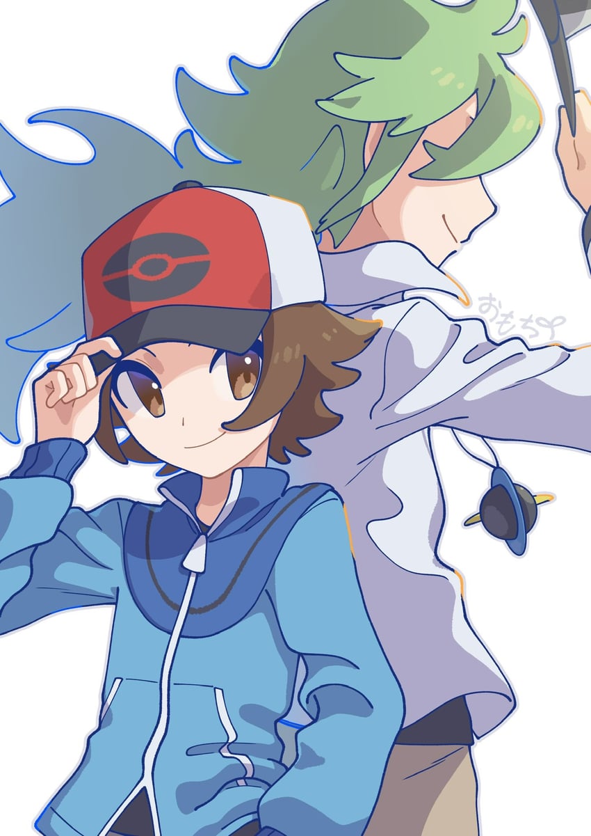 hilbert and n (pokemon and 1 more) drawn by omochi_(omotimotittona3)