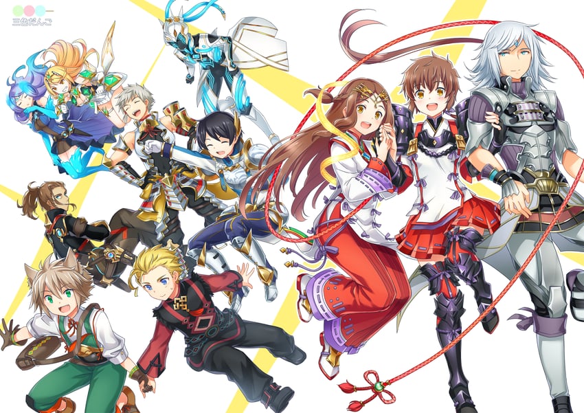 mythra, brighid, lora, jin, fan la norne, and 6 more (xenoblade chronicles and 2 more) drawn by mizuki_riko
