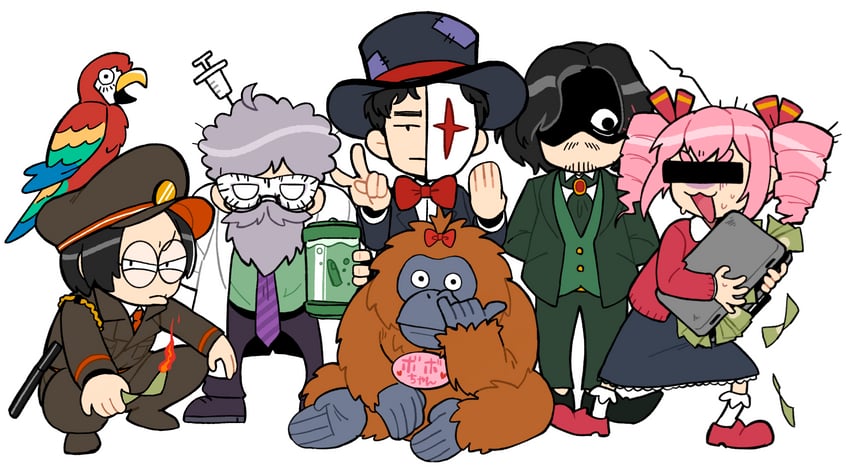 aruko okara, da vinci osorezan, harajuku, nagata, and katou ryou (indie virtual youtuber and 2 more) drawn by onosanlove