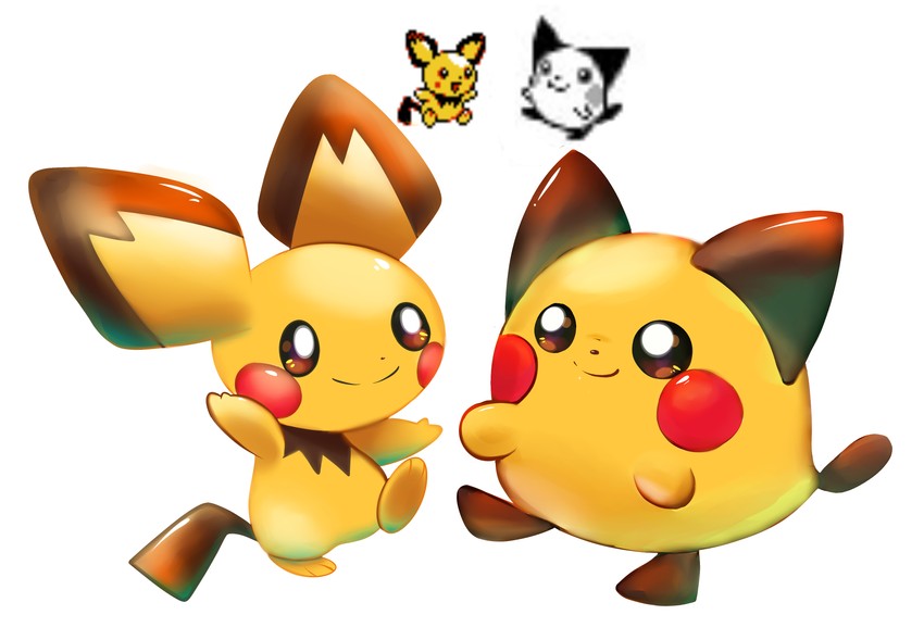 pichu (pokemon and 1 more) drawn by wabatte-meru