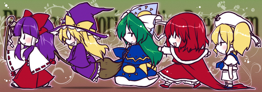 hakurei reimu, kirisame marisa, mima, okazaki yumemi, and kitashirakawa chiyuri (touhou and 1 more) drawn by yukian