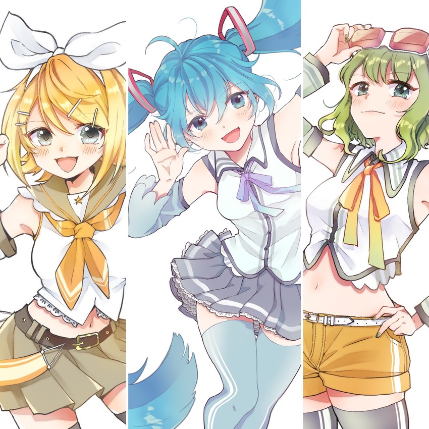 hatsune miku, kagamine rin, and gumi (vocaloid) drawn by notamaru_2