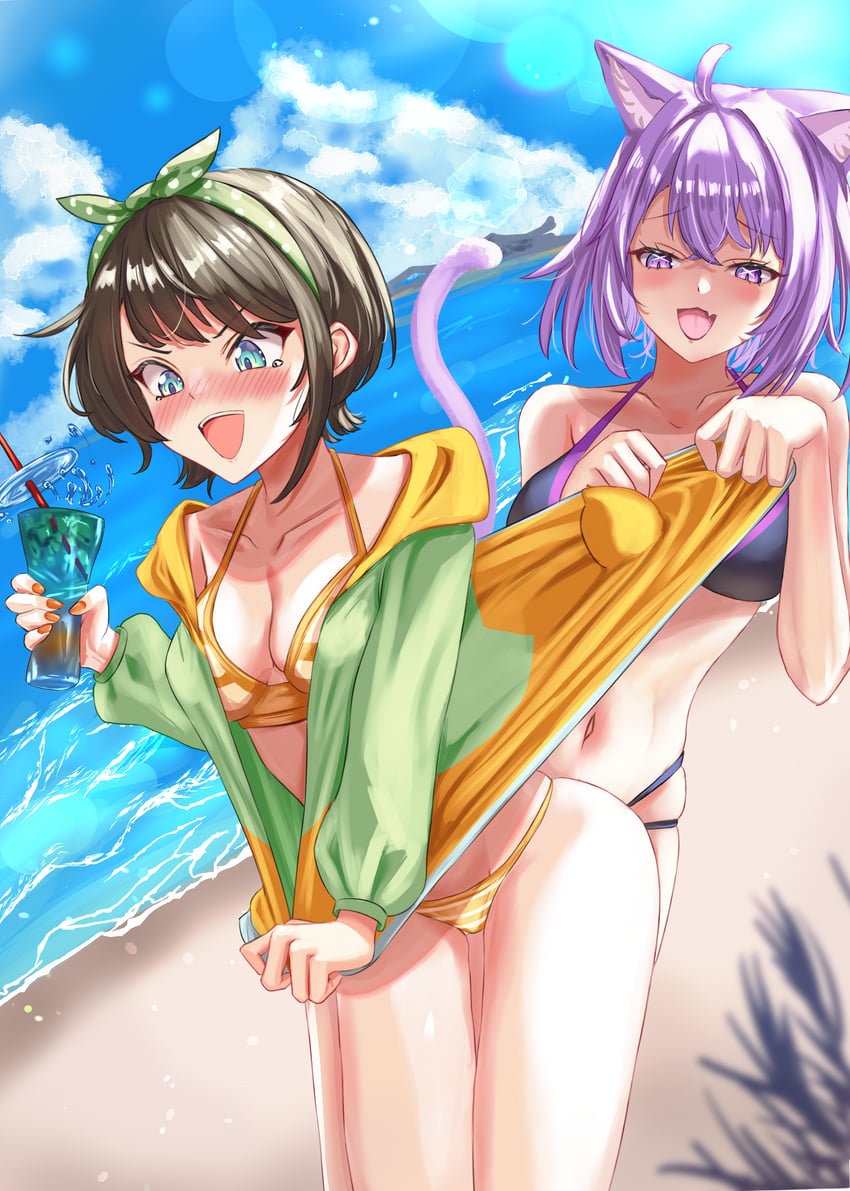 nekomata okayu and oozora subaru (hololive) drawn by tatsumi_yashiro