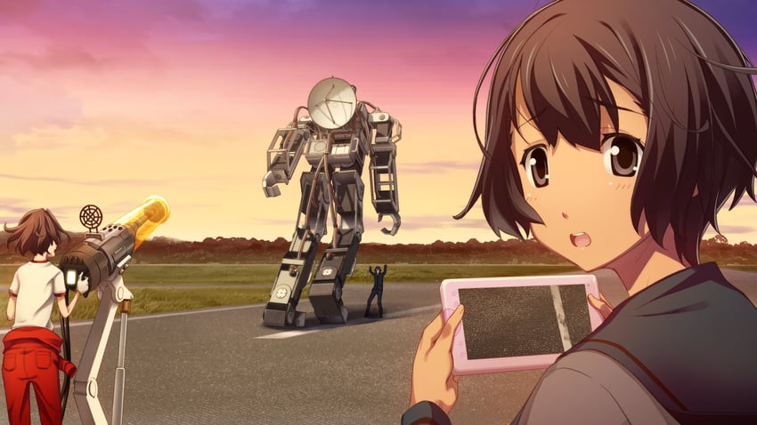 senomiya akiho, daitoku junna, and hidaka subaru (robotics;notes) drawn by fukuda_tomonori